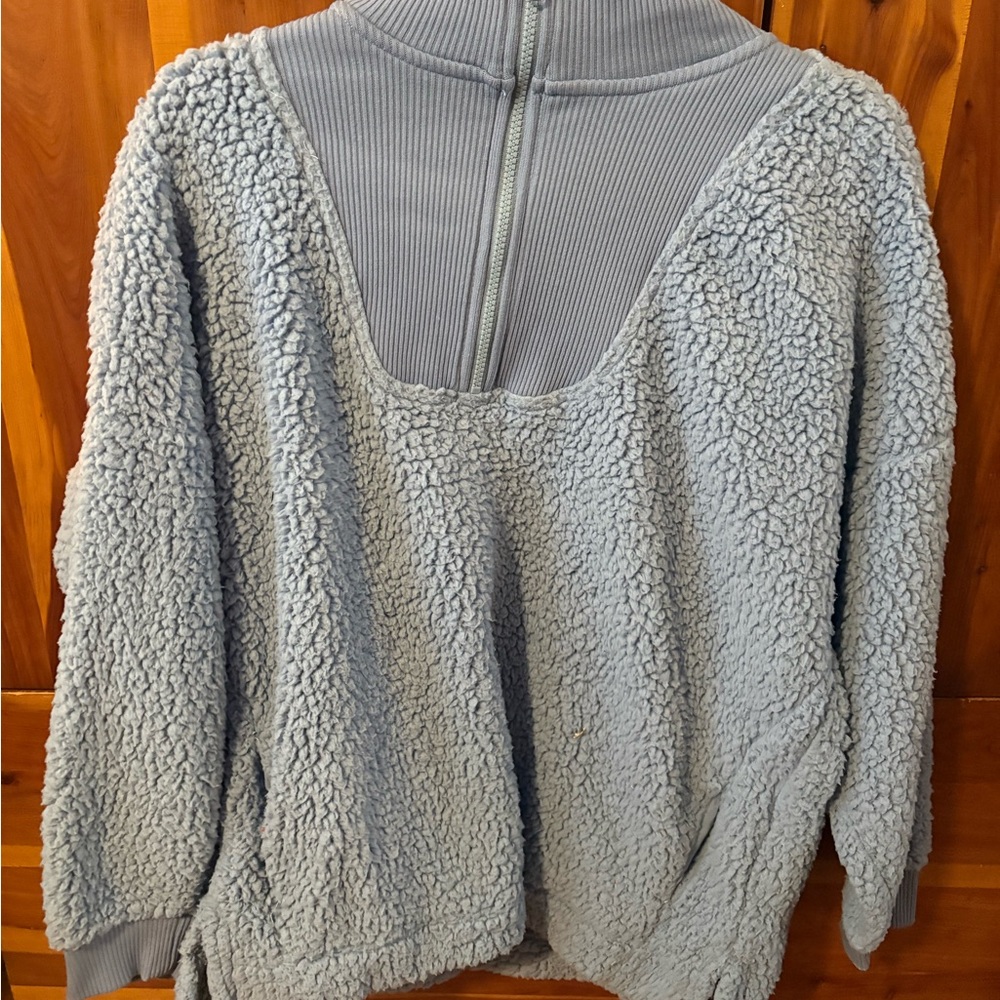 Aerie Light Gray Teddy Jacket